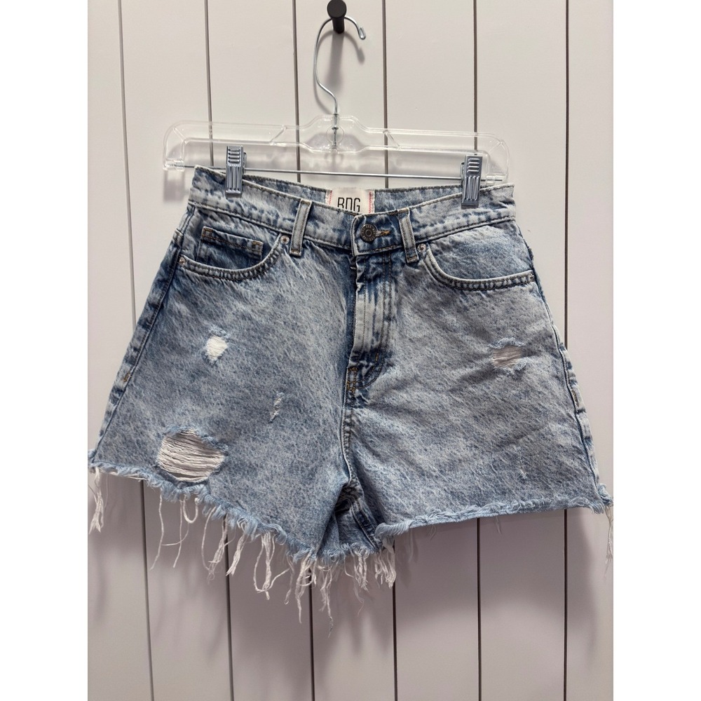 BDG Denim Shorts Womens 26 Blue Excellent Distressed Acid Wash Festival Grunge